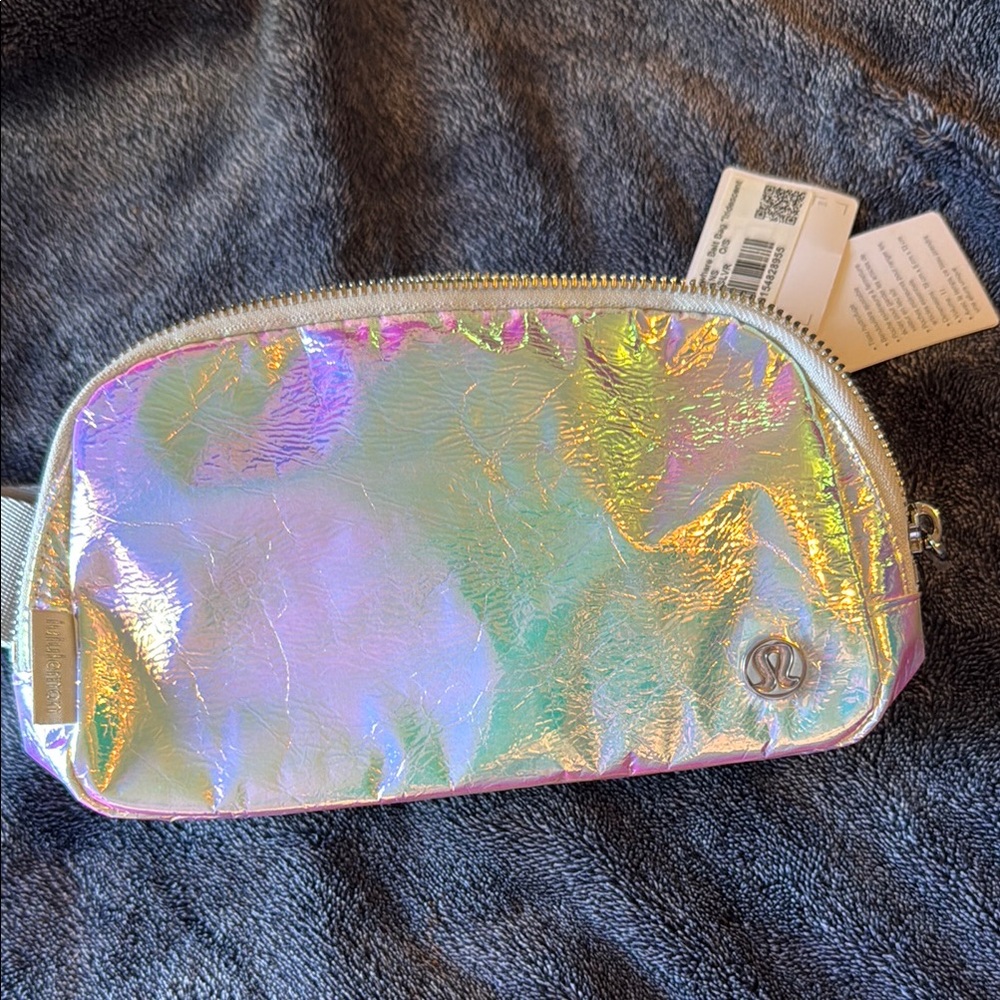 Lululemon Athletica Silver Cosmetic Bag with Holographic Finish